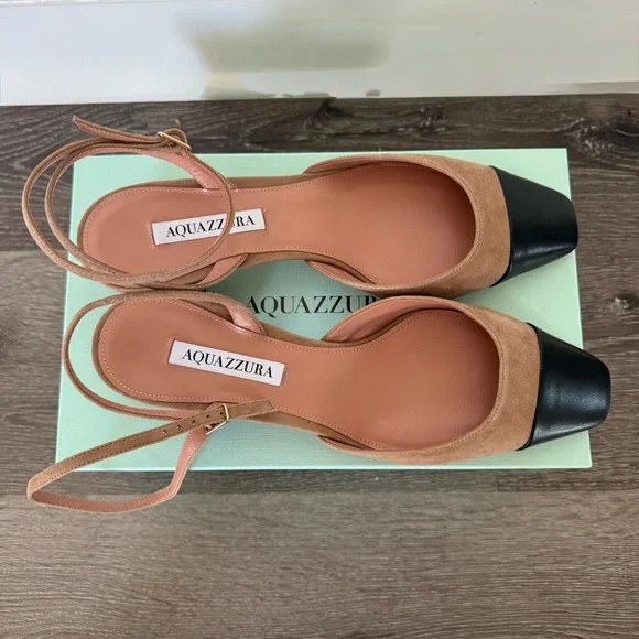 ❗️SOLD❗️Aquazzura 35mm French Flirt pumps two tone suede sling back - Picture 5 of 8